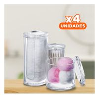 Pack4 Base tubular acrilica con 3 espacios y tapa para orden en tocador transparente