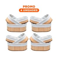 Pack4 Organizadores Artesanales de Bambu y Tela para Casa Y+Regalo Sticker