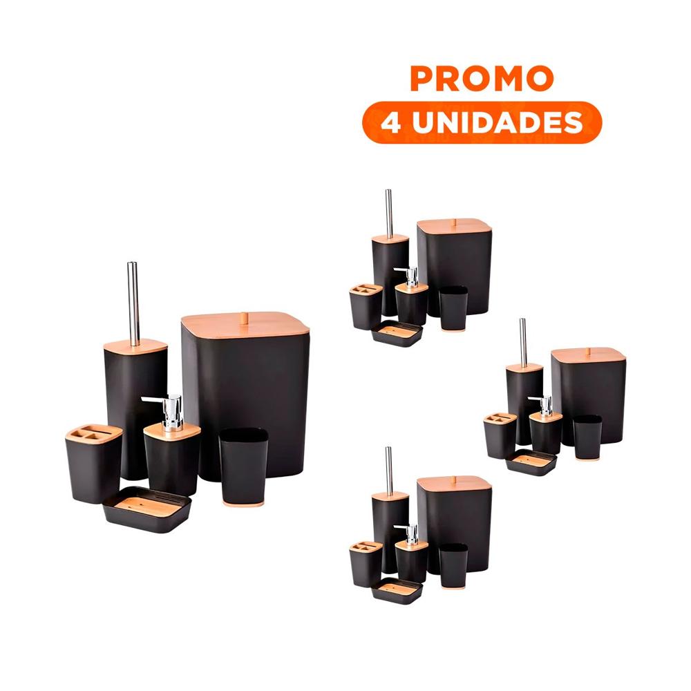 Pack4 Organizador Completo de Higiene Set de 6 Piezas Negro Hogar Actual Y+Regalo Sticker Pack4 Organizador Completo de Higiene Set de 6 Piezas Negro Hogar Actual Y+Regalo Sticker