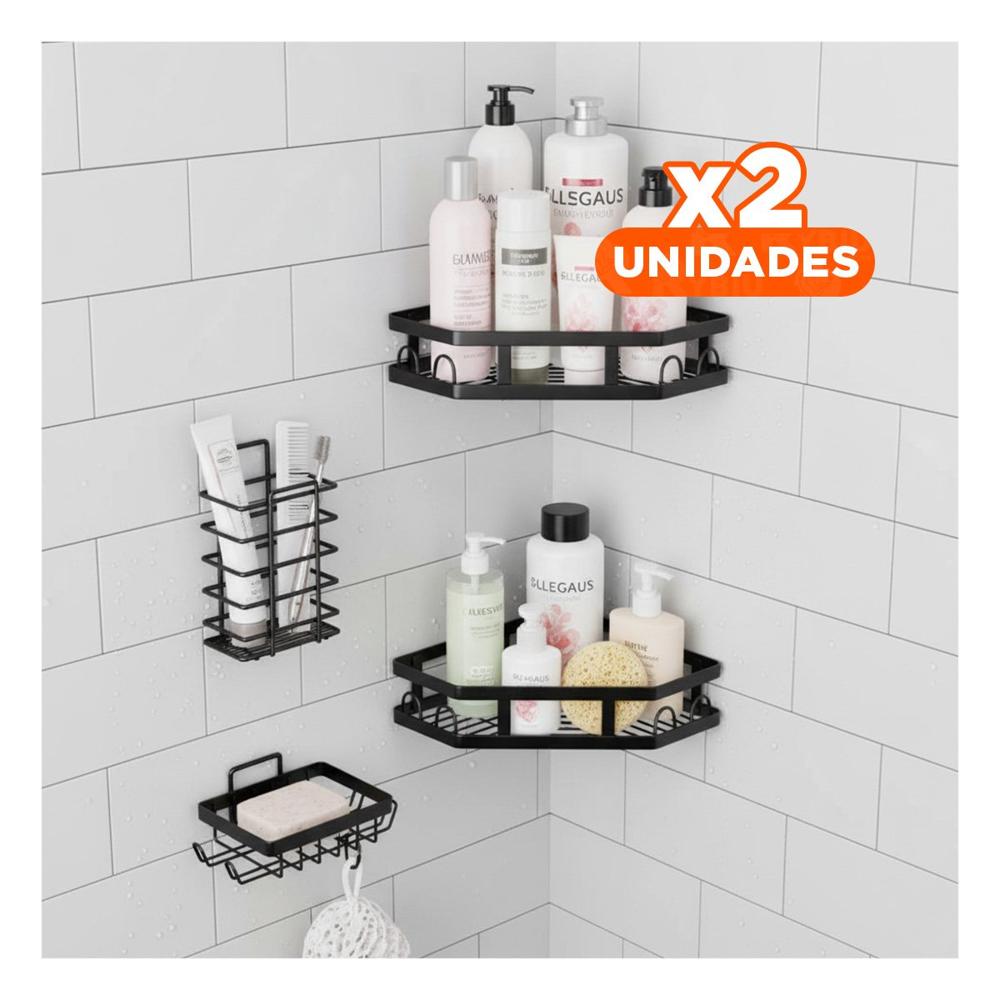 Pack2 Rack Esquinero Vertical 5 Piezas Negro Diseno Compacto Funcional Y+Papel Regalo