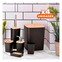 Pack4 Conjunto Organizador de Higiene Set de 6 Piezas Negro Acabado Durable Y+Papel Regalo