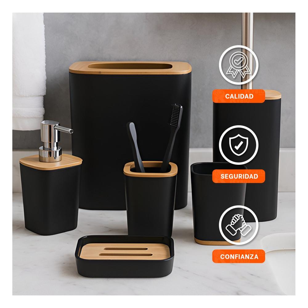 Kit Organizador de Higiene Set de 6 Piezas Negro Uso Diario Comodo Y+Papel Regalo Kit Organizador de Higiene Set de 6 Piezas Negro Uso Diario Comodo Y+Papel Regalo
