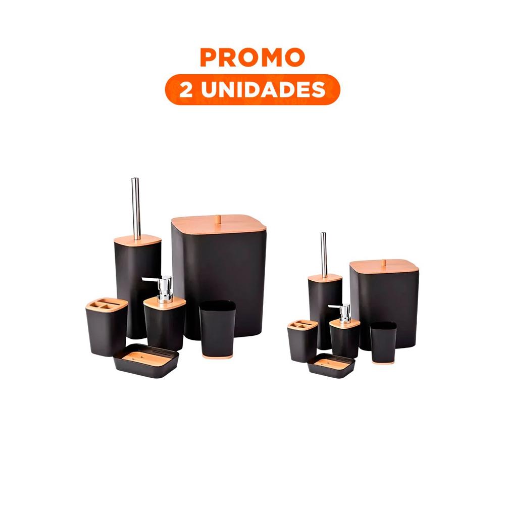 Pack2 Conjunto Organizador de Higiene Set de 6 Piezas Negro Hogar Practico Pack2 Conjunto Organizador de Higiene Set de 6 Piezas Negro Hogar Practico