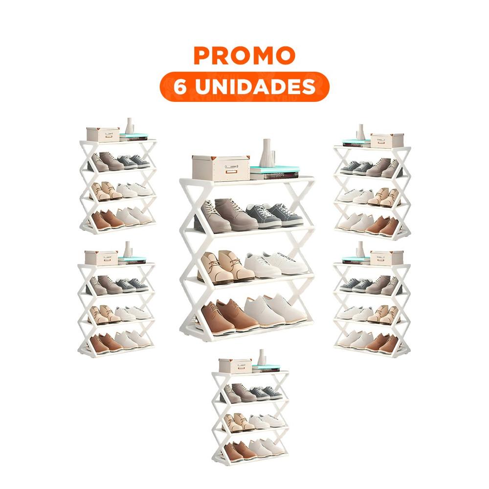 Pack6 Organizador Decorativo 4 Niveles Blanco para Calzado Pack6 Organizador Decorativo 4 Niveles Blanco para Calzado