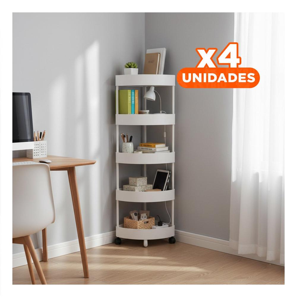 Pack4 Porta Objetos Ligero 5 Niveles Con Ruedas Blanco Material Resistente y Facil de Usar Pack4 Porta Objetos Ligero 5 Niveles Con Ruedas Blanco Material Resistente y Facil de Usar