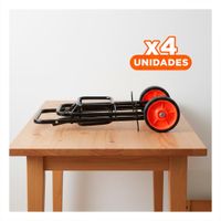 Pack4 Carro Movil Plegable Negro con Liga para Transporte de Paquetes