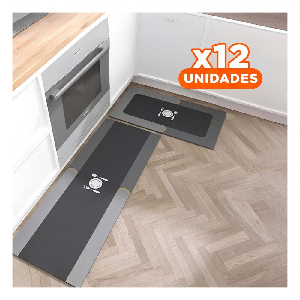 Pack12 Alfombra Practica Antideslizante de Piso para Cocina y Casa Plomo Y+Papel Regalo