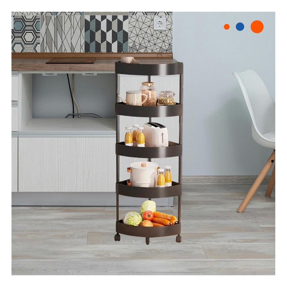 Soporte Esquinero Negro 5 Niveles con Ruedas para Casa Uso Diario y Organizar Y+Papel Regalo