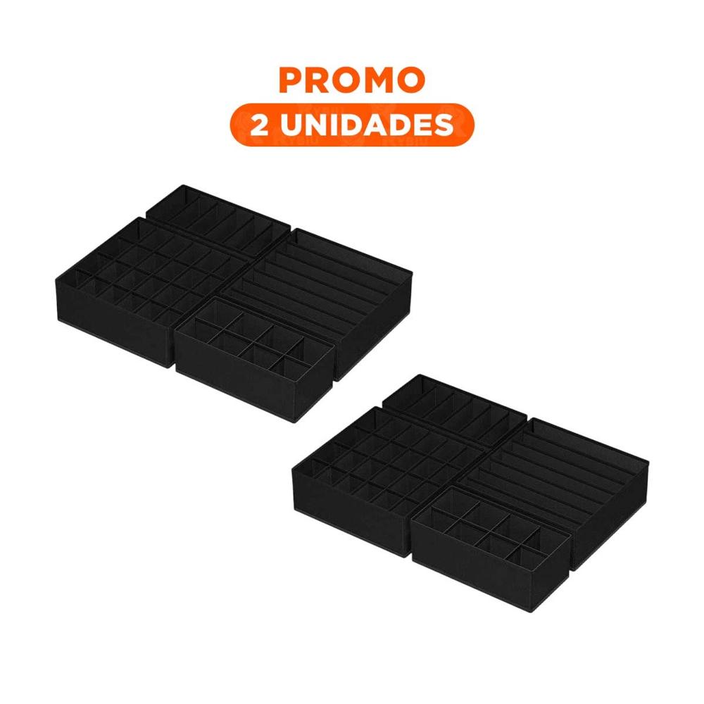 Pack2 Set Organizativo de Cajon para Ropa Interior en Negro Set de 4 Pack2 Set Organizativo de Cajon para Ropa Interior en Negro Set de 4