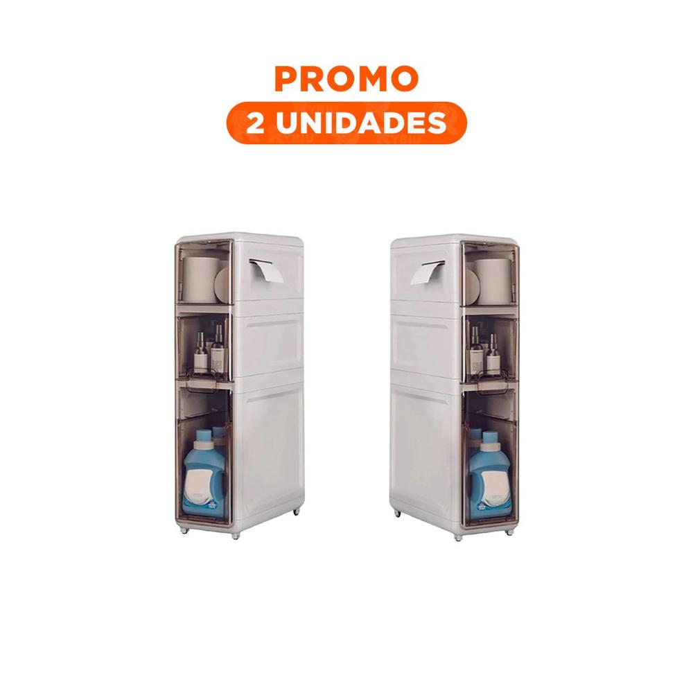 Pack2 Organizador Funcional Blanco con Ruedas y Puertas en 3 Niveles