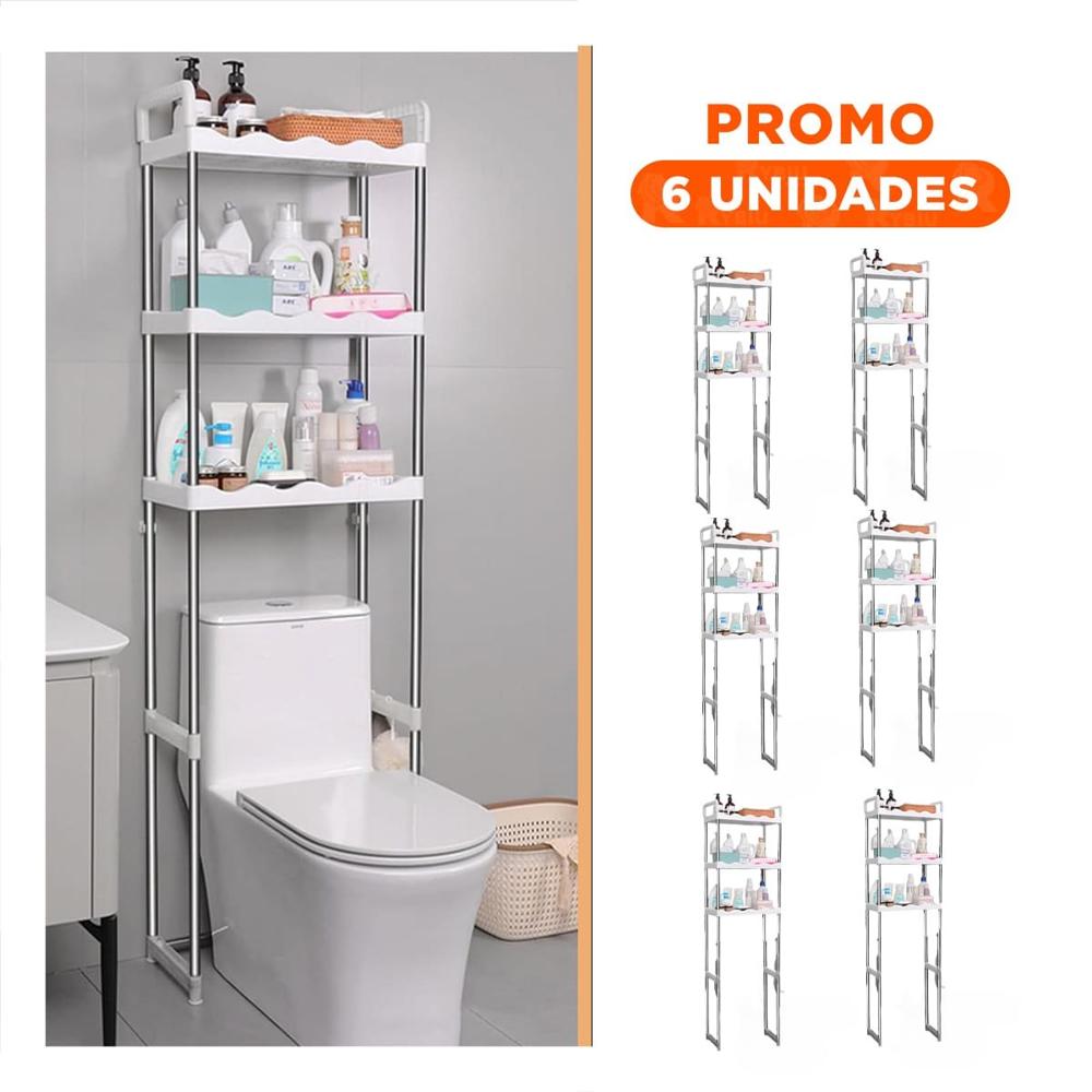 Pack6 Soporte funcional para aseo 3 niveles plastico con estilo ondas Pack6 Soporte funcional para aseo 3 niveles plastico con estilo ondas