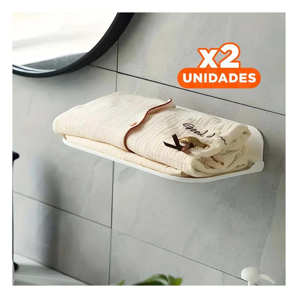 Pack2 Repisa Plegable Flotante de Pared con Base Estable Blanco Y+Regalo Sticker