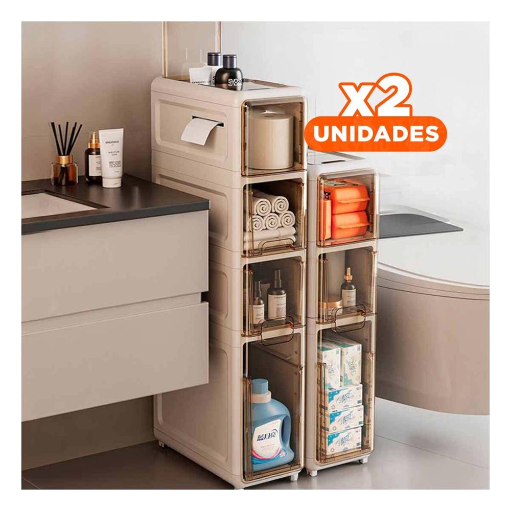 Pack2 Organizador de 3 Niveles Blanco con Sistema de Puertas y Ruedas Y+Papel Regalo