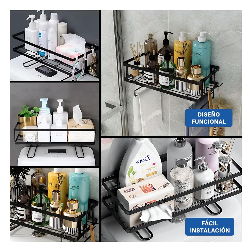 Repisa Horizontal de Pared 32x14x16cm Color Negro Organiza Espacio Hogar