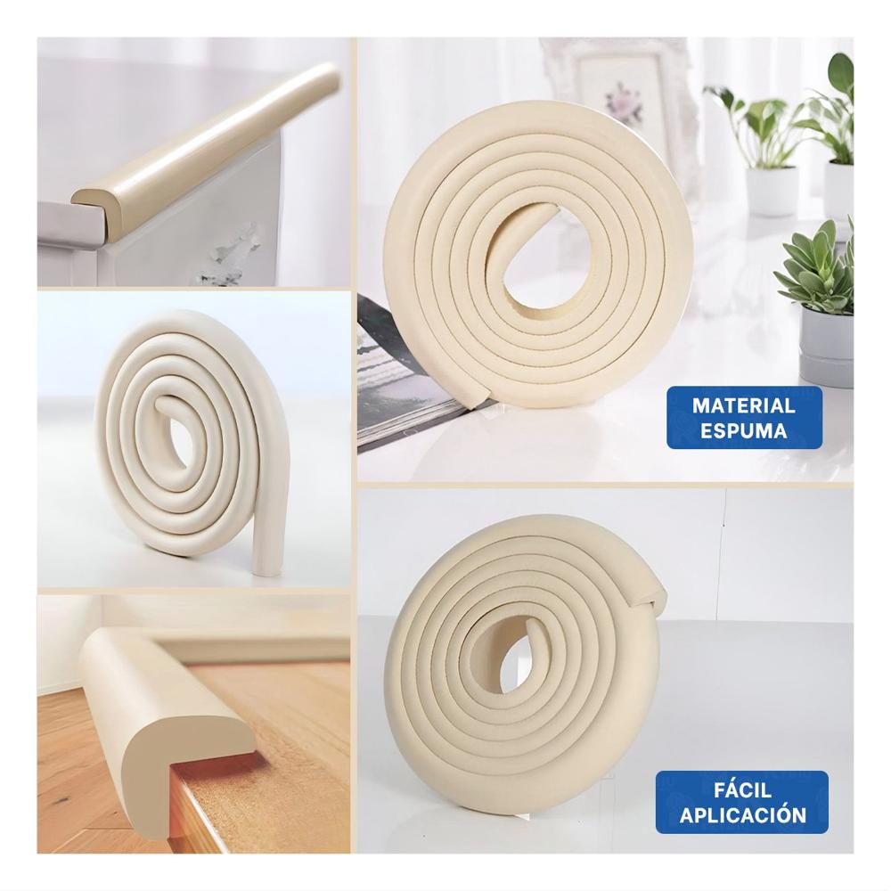 Guarda Esquina de Espuma para Bordes de Mesa y Muebles Seguridad Crema