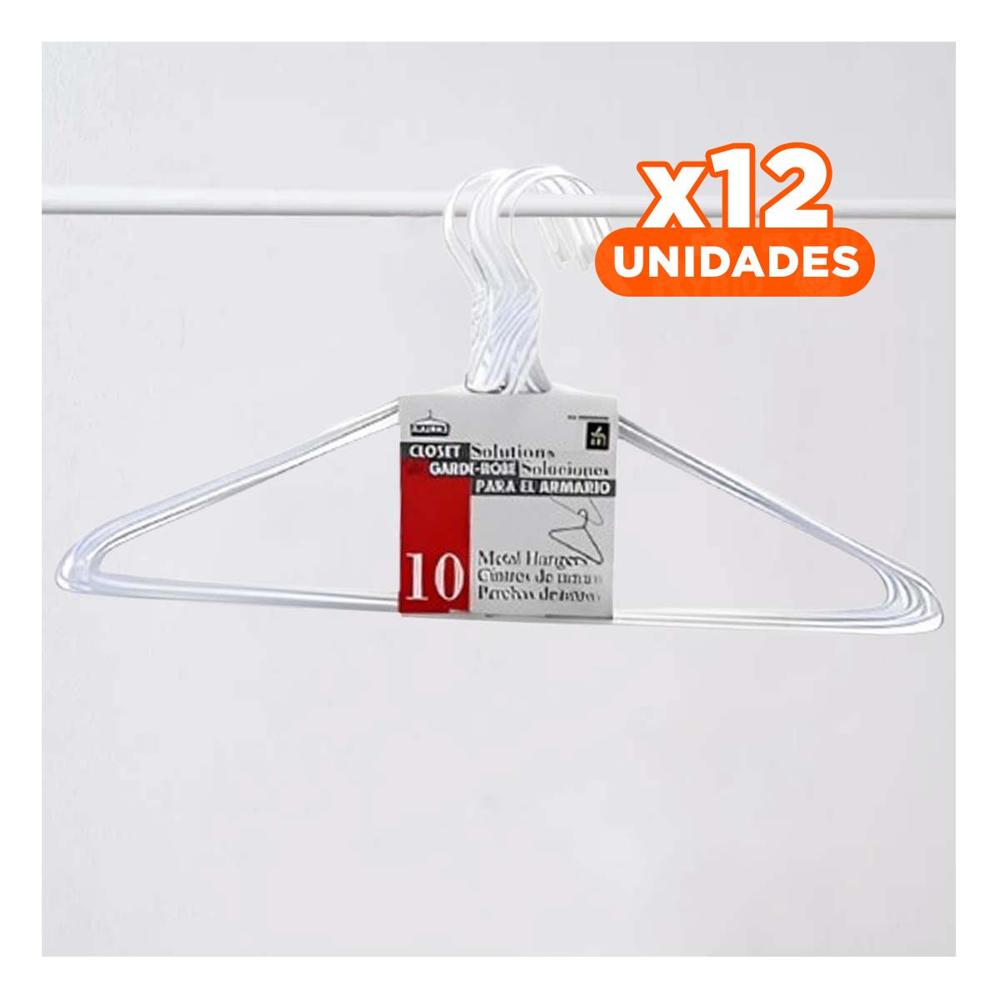 Pack12 Percha Ligera Blanca de Alambre Set x10 Piezas 21x40cm Y+Papel Regalo