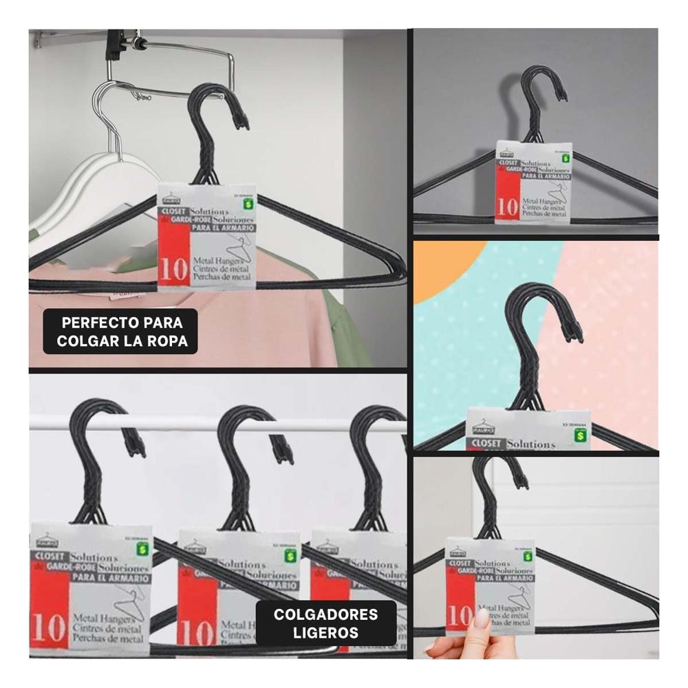 Colgador de Alambre Negro con 10 Piezas 21x40cm para Organizar Prendas Colgador de Alambre Negro con 10 Piezas 21x40cm para Organizar Prendas