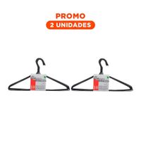 Pack2 Colgador Clasico de Alambre Negro con 10 Piezas 21x40cm para Casa