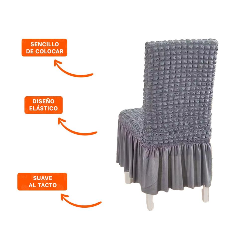 Cubierta de Silla Elastica con Patron de Burbujas Cuadradas Color Plomo Y+Ligas Regalo Cubierta de Silla Elastica con Patron de Burbujas Cuadradas Color Plomo Y+Ligas Regalo