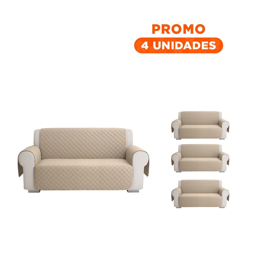 Pack4 Protector para Sofa en Color Beige con Medida 130x195cm de Uso Interior Y+Regalo Sticker Pack4 Protector para Sofa en Color Beige con Medida 130x195cm de Uso Interior Y+Regalo Sticker