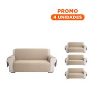 Pack4 Protector para Sofa en Color Beige con Medida 130x195cm de Uso Interior Y Regalo Sticker
