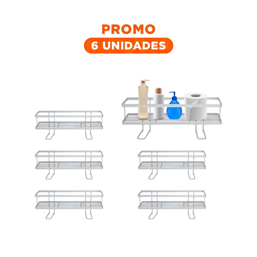 Pack6 Base Practica de Pared 32x14x16cm Blanco Ahorro Espacio Diario Pack6 Base Practica de Pared 32x14x16cm Blanco Ahorro Espacio Diario