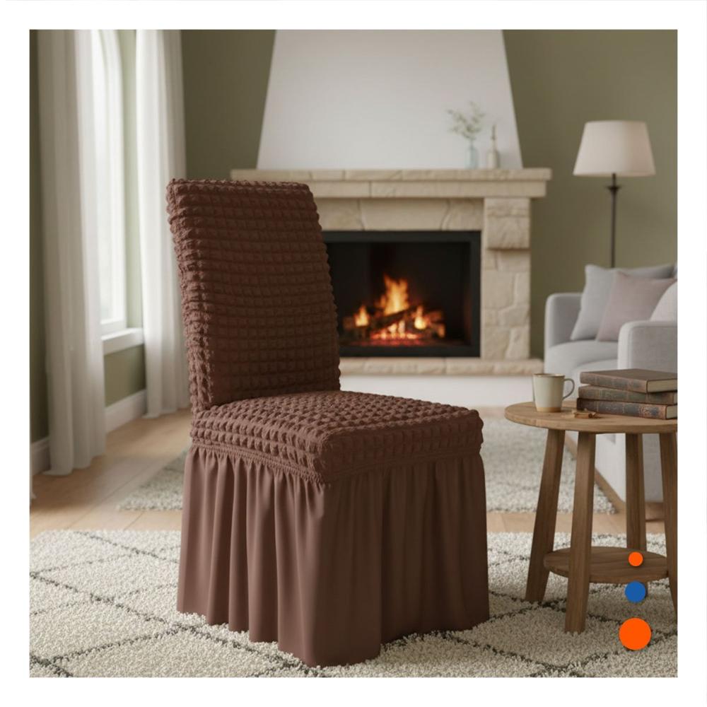 Cubierta Elastica Color Marron para Silla con Relieve Geometrico Cuadrado Y+Regalo Sticker Cubierta Elastica Color Marron para Silla con Relieve Geometrico Cuadrado Y+Regalo Sticker