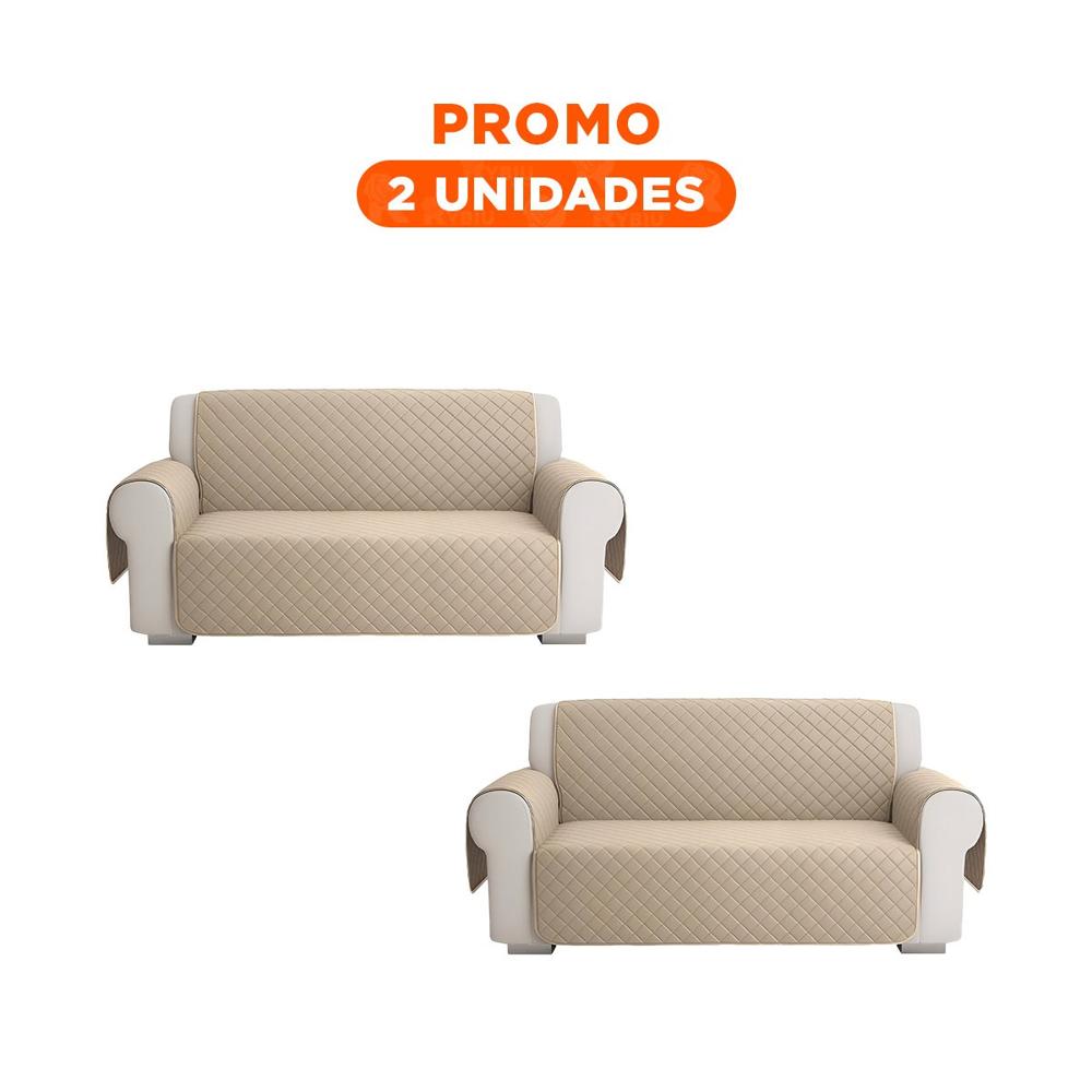 Pack2 Funda de Cobertura para Sofa Beige con Dimensiones 130x195cm de Ajuste Estable