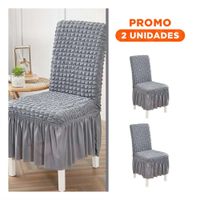 Pack2 Funda para Silla Color Plomo Elastica con Patron Texturizado Cuadrado