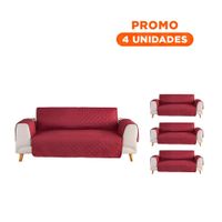 Pack4 Protector para Sofa en Color Guinda con Medida 130x195cm de Uso Interior Y Regalo Sticker