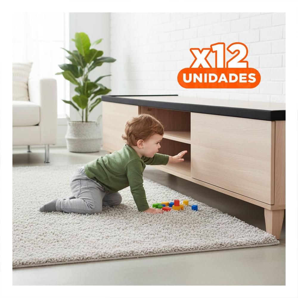 Pack12 Defensa Esquina de Espuma Flexible para Bordes de Muebles Seguridad Negro Y+Papel Regalo