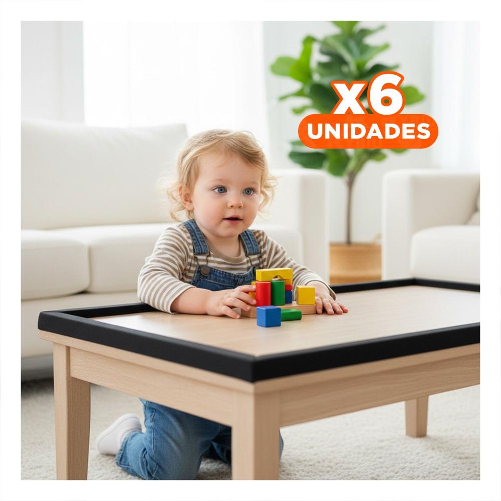 Pack6 Esquina Acolchada de Espuma Resistente para Bordes de Muebles Negro Y+Papel Regalo