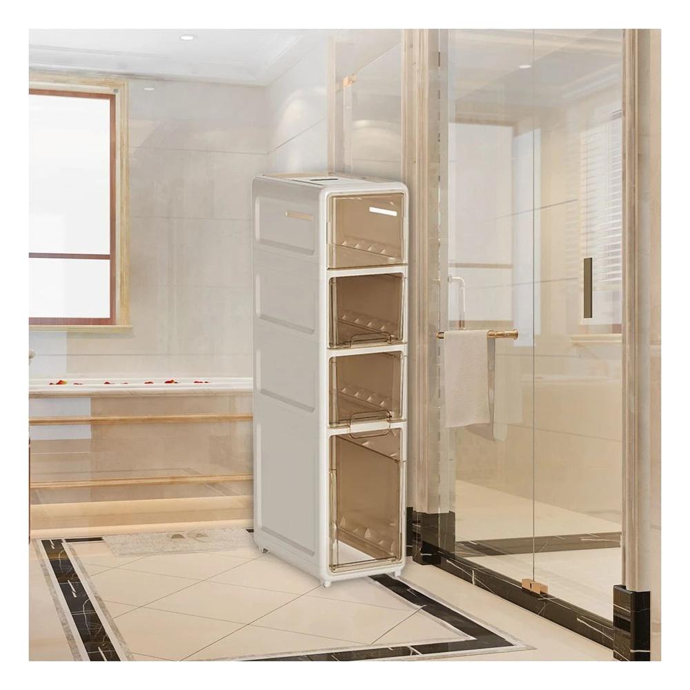 Gabinete con Puertas y Ruedas en 4 Niveles Color Blanco Y+Papel Regalo Gabinete con Puertas y Ruedas en 4 Niveles Color Blanco Y+Papel Regalo