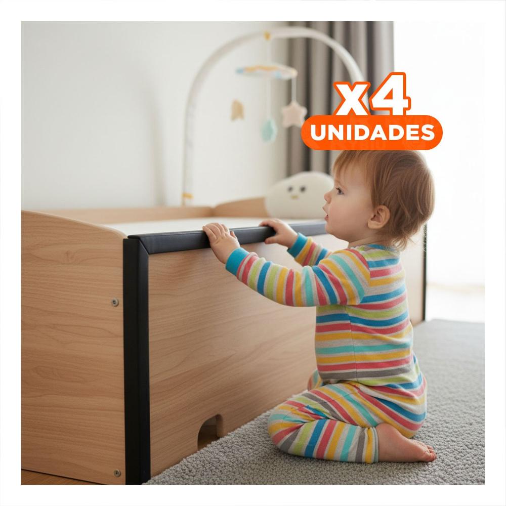 Pack4 Esquina Acolchada de Espuma Suave para Bordes Filosos de Mesa Hogar Negro Y+Papel Regalo