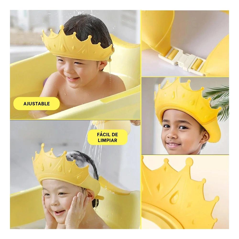 de Ducha Infantil Ajustable Tipo Gorro en Amarillo
