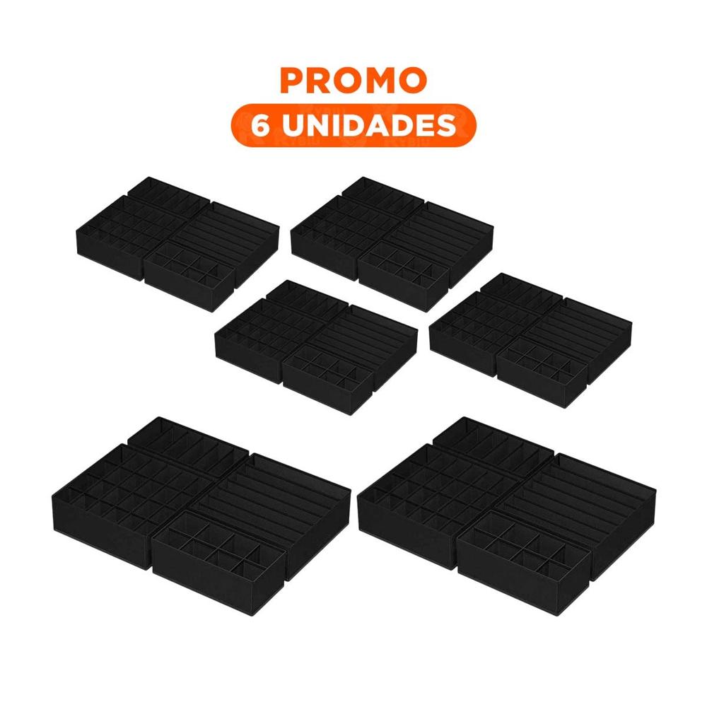 Pack6 Contenedor Negro de Uso Diario para Ropa Interior Pack6 Contenedor Negro de Uso Diario para Ropa Interior