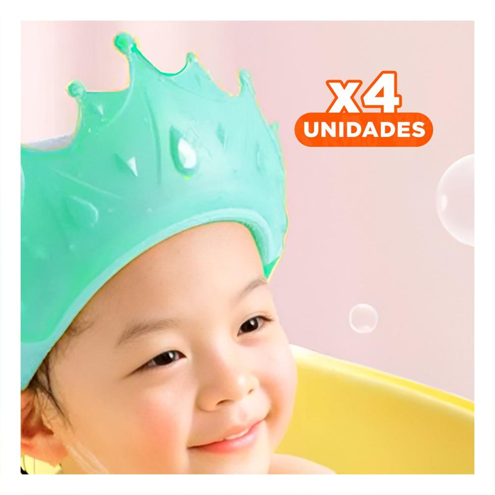 Pack4 Gorro Tipo   para Ducha Infantil Ajustable en Verde Agua