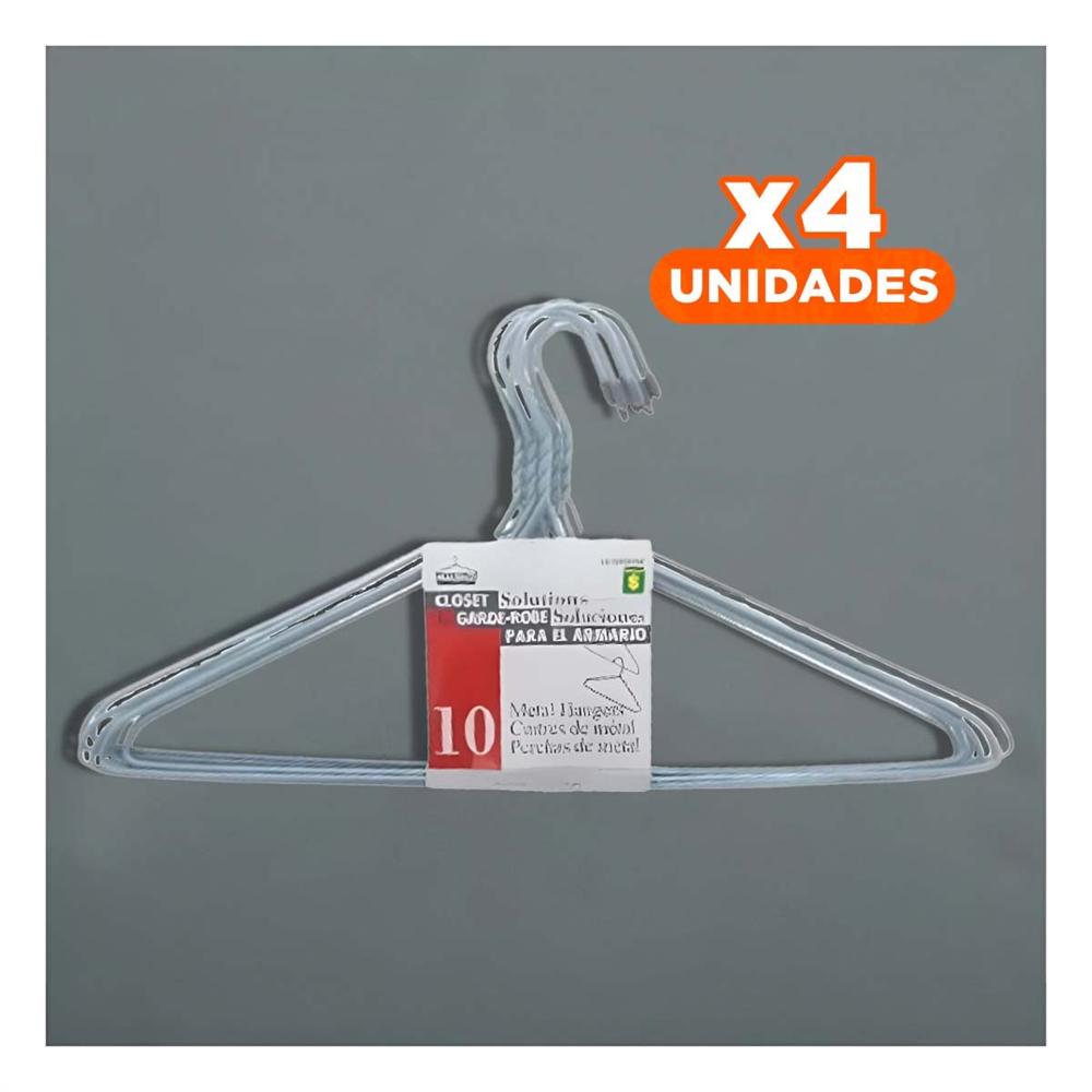 Pack4 Soporte de Alambre Plomo con 10 Piezas 21x40cm para Orden en Casa