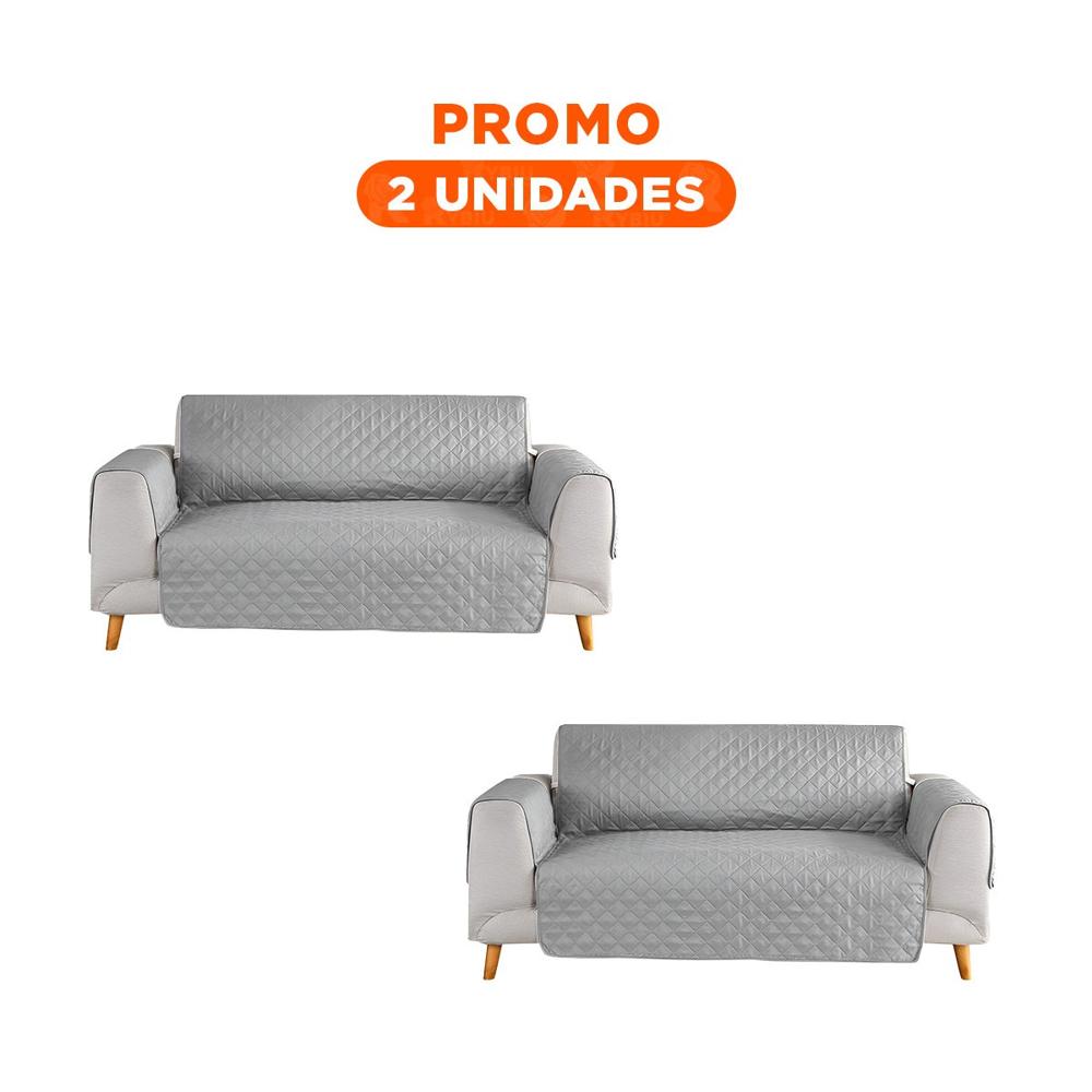 Pack2 Funda de Cobertura para Sofa Plomo con Dimensiones 130x195cm de Ajuste Estable Pack2 Funda de Cobertura para Sofa Plomo con Dimensiones 130x195cm de Ajuste Estable
