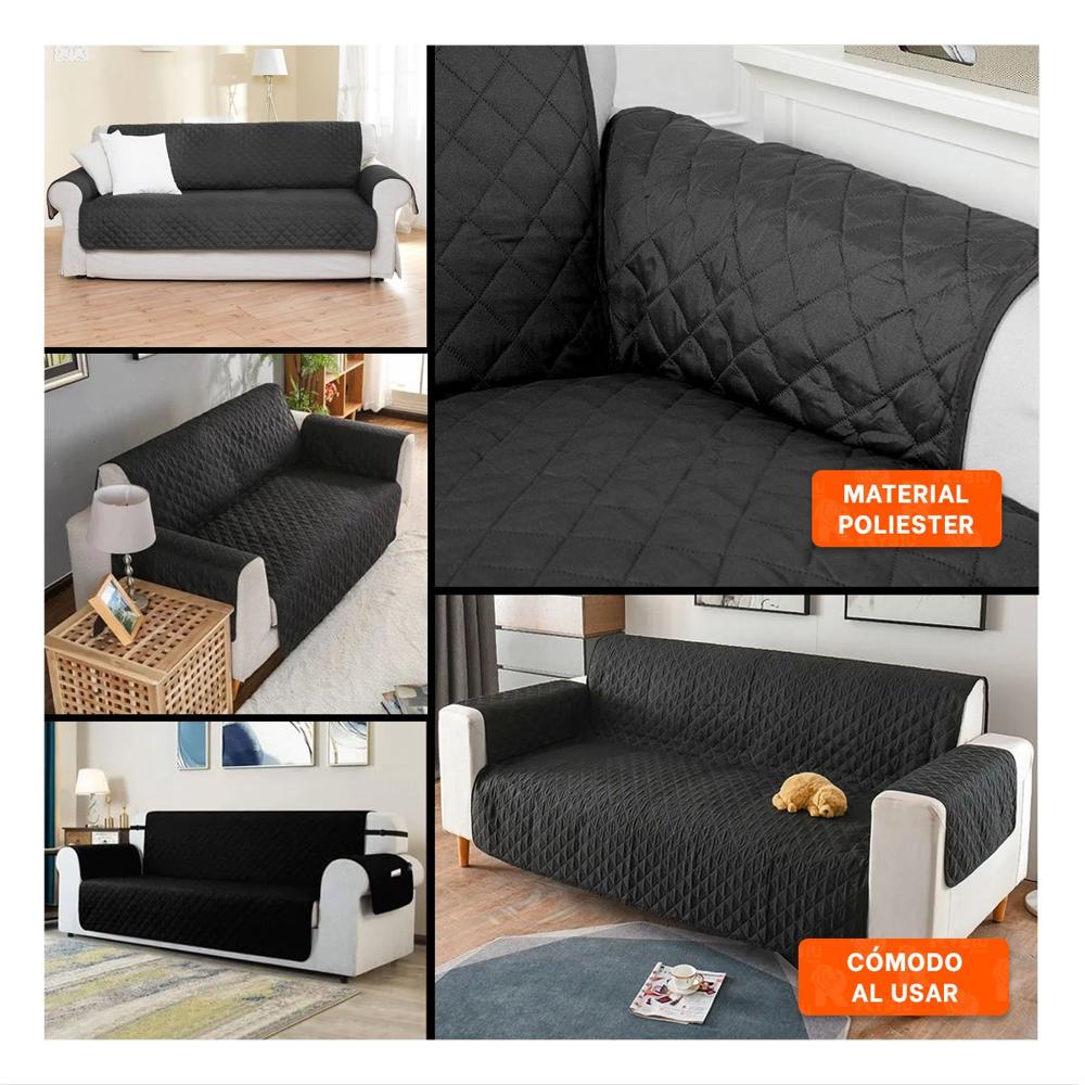 Cubierta Protectora para Sofa en Negro con Dimensiones 130x195cm de Ajuste Seguro