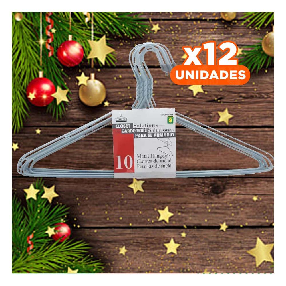 Pack12 Percha Resistente de Alambre Plomo con 10 Piezas 21x40cm para Casa Y+Papel Regalo Pack12 Percha Resistente de Alambre Plomo con 10 Piezas 21x40cm para Casa Y+Papel Regalo