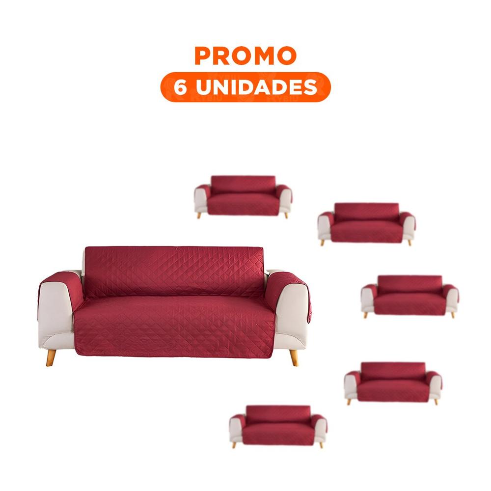 Pack6 Cobertura Protectora para Sofa Guinda con Dimensiones 130x195cm de Uso Domestico