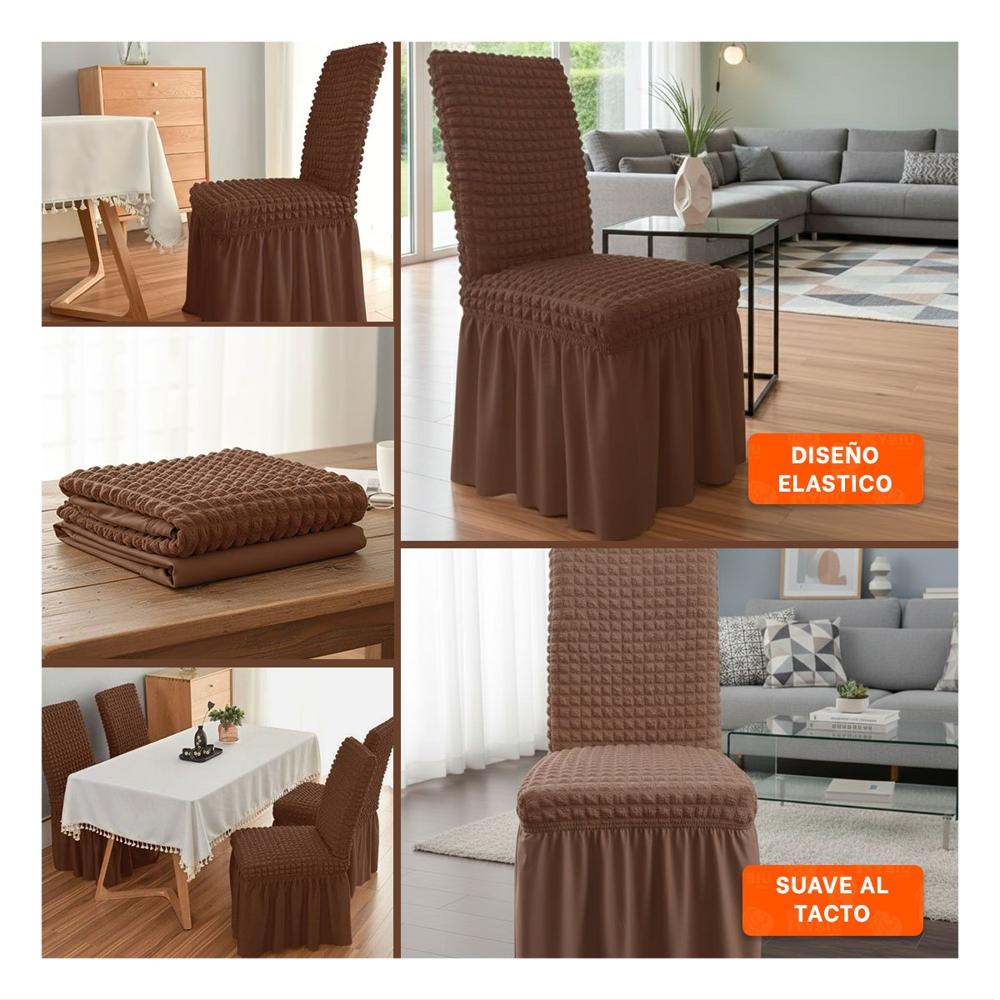 Cubierta Elastica para Silla Color Marron con Relieve de Burbujas Cuadradas Cubierta Elastica para Silla Color Marron con Relieve de Burbujas Cuadradas