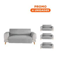 Pack4 Protector para Sofa en Color Plomo con Medida 130x195cm de Uso Interior Y Regalo Sticker