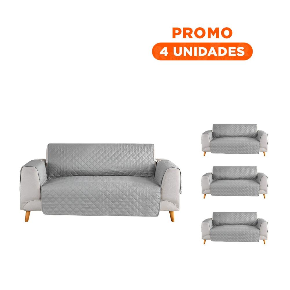 Pack4 Protector para Sofa en Color Plomo con Medida 130x195cm de Uso Interior Y+Regalo Sticker