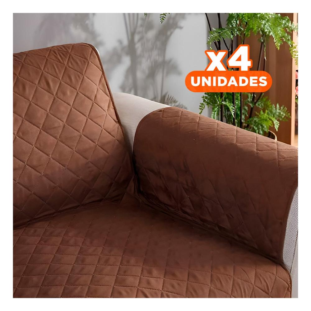 Pack4 Protector de Cobertura para Sofa en Marron con Dimensiones 130x195cm Y+Papel Regalo