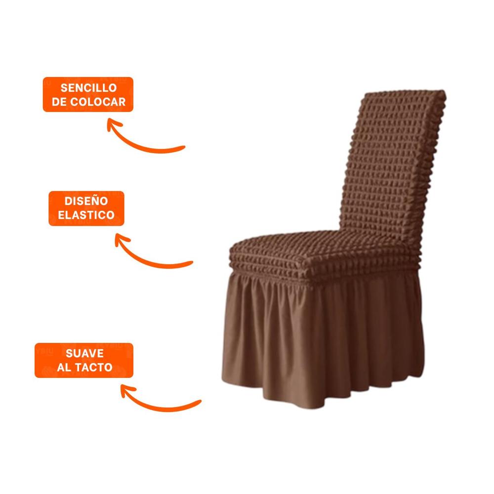 Cubierta de Silla Elastica con Patron de Burbujas Cuadradas Color Marron Y+Ligas Regalo Cubierta de Silla Elastica con Patron de Burbujas Cuadradas Color Marron Y+Ligas Regalo