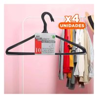 Pack4 Soporte Clasico de Alambre Negro con 10 Piezas 21x40cm para Prendas