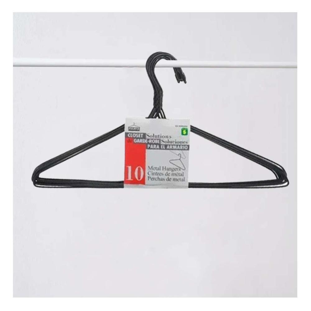 Percha de Alambre Negra con 10 Piezas 21x40cm para Guardar Prendas Y+Regalo Sticker
