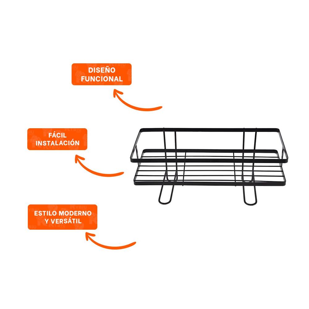 Repisa Practica de Pared 32x14x16cm Negro Uso Diario Interior Y+Ligas Regalo